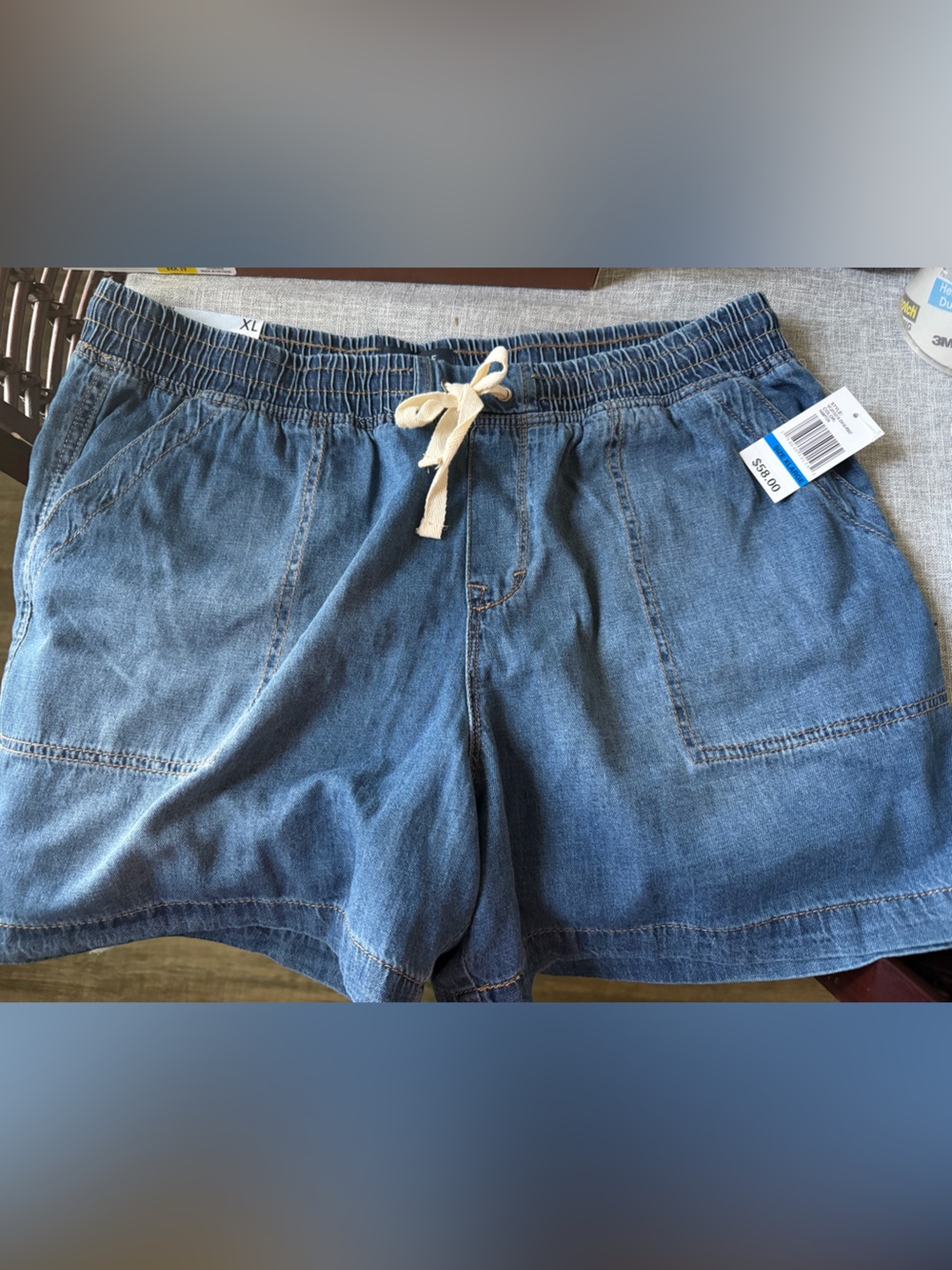 Relaxed Indigo Jean Shorts with Drawstring Waist - Women